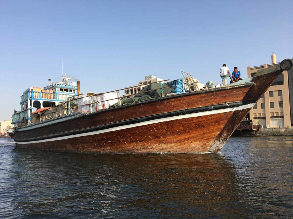 Dhow boats on the creek in Shindagha